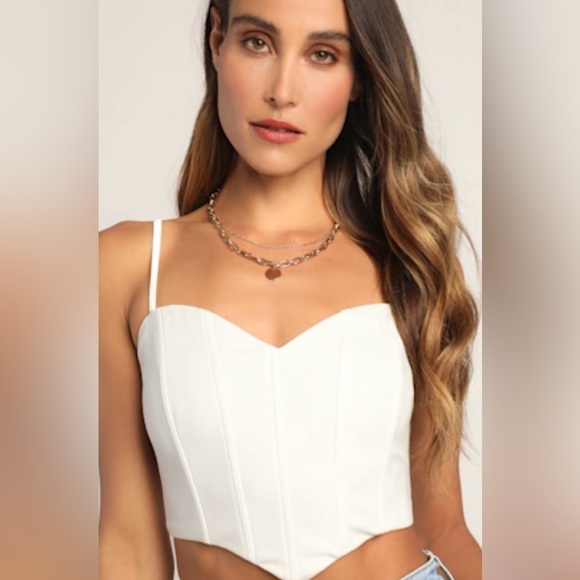 Radiating Romance White Sleeveless Cropped Bustier Top - Picture 2 of 9